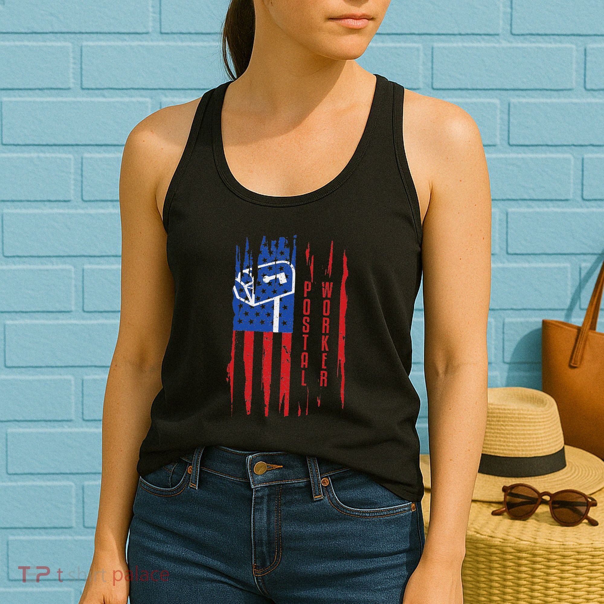 Postal Worker Patriotic Us Post Mail Carrier Man Women Women's Tank Top