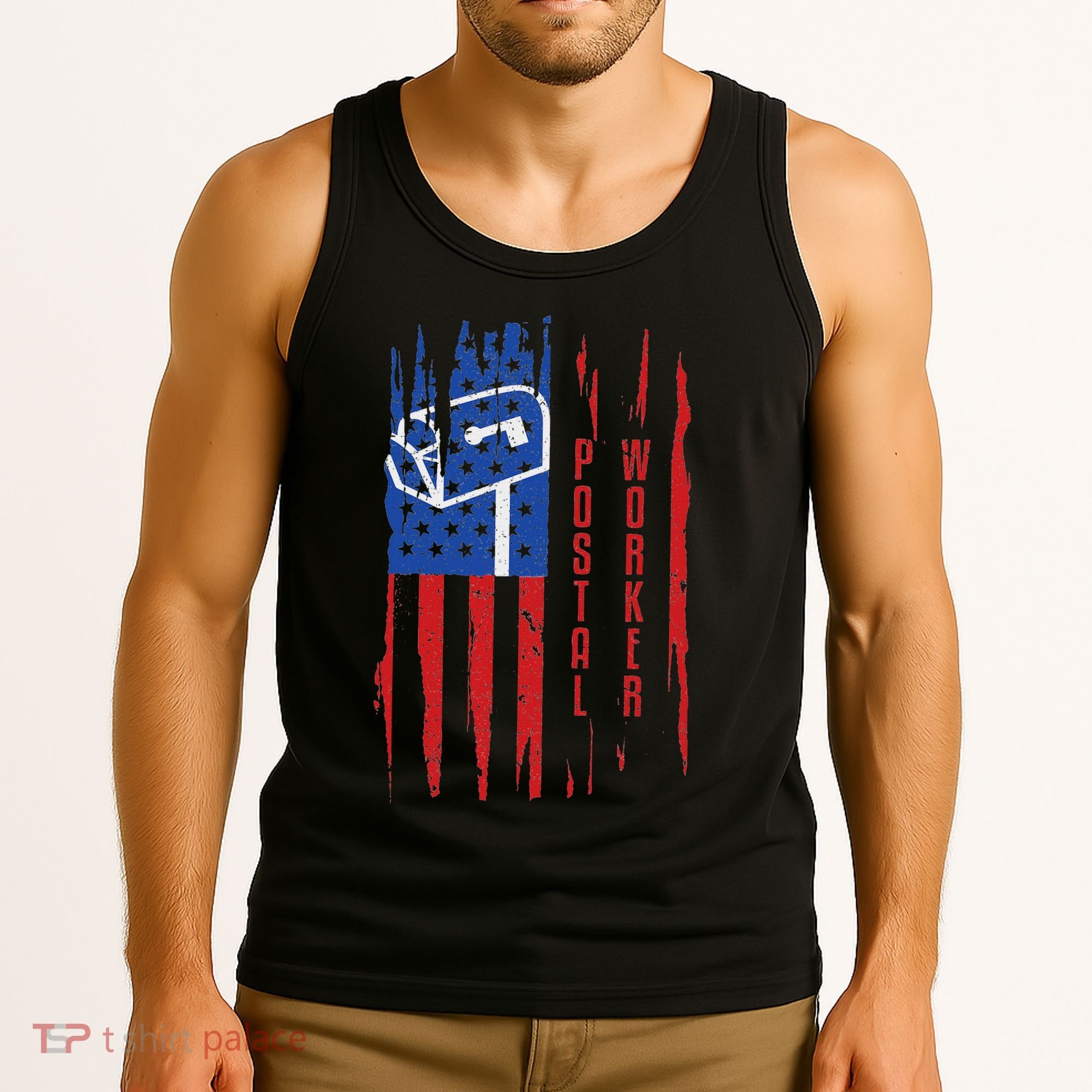 Postal Worker Patriotic Us Post Mail Carrier Man Women Tank Top
