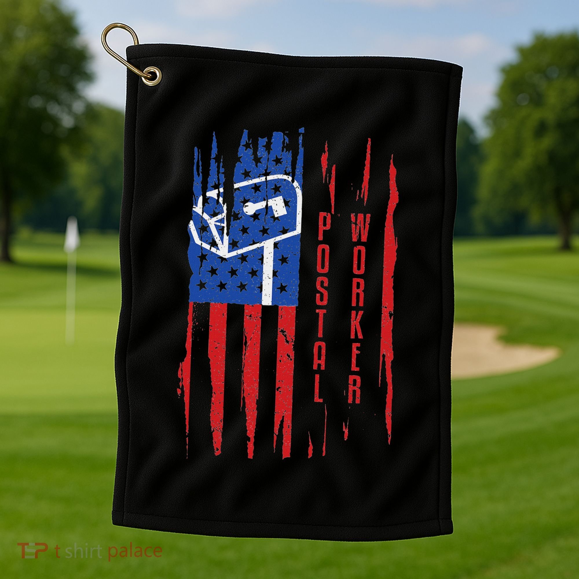 Postal Worker Patriotic Us Post Mail Carrier Man Women Golf Towel