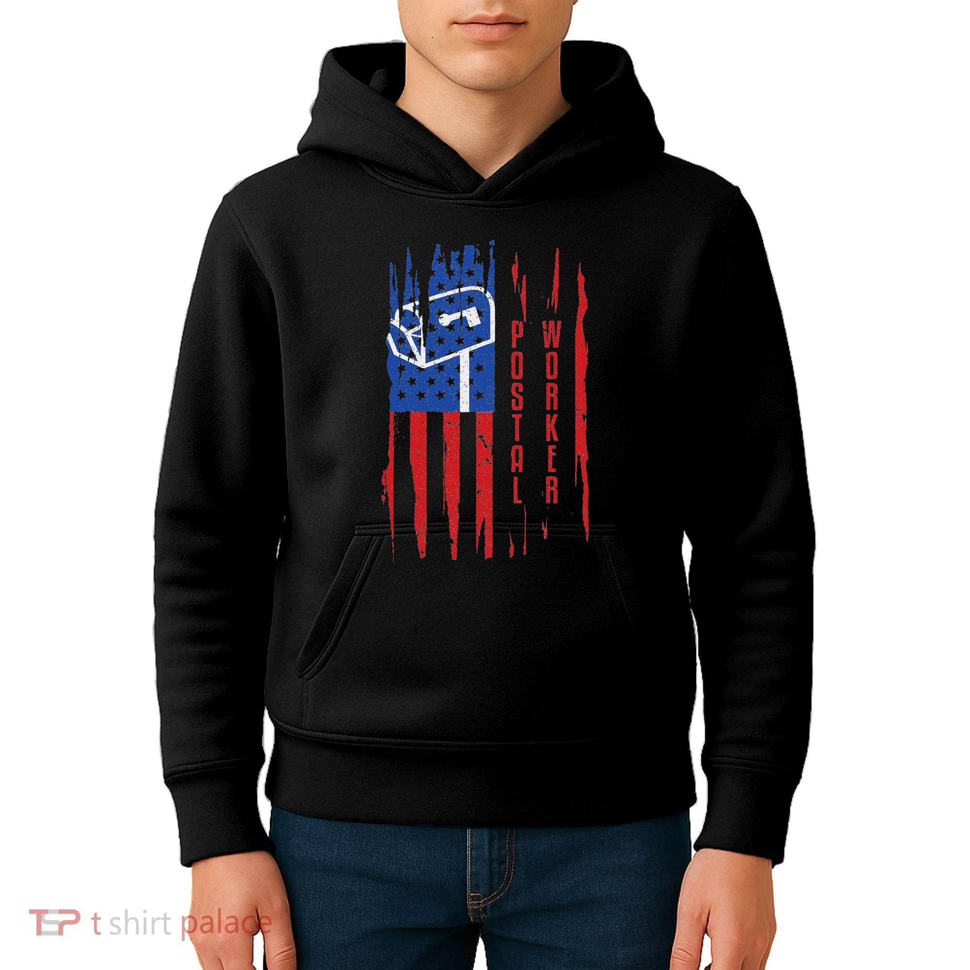 Postal Worker Patriotic Us Post Mail Carrier Man Women Kids Hoodie