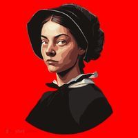 Pilgrim Woman Painting Santa Hat thumb 1