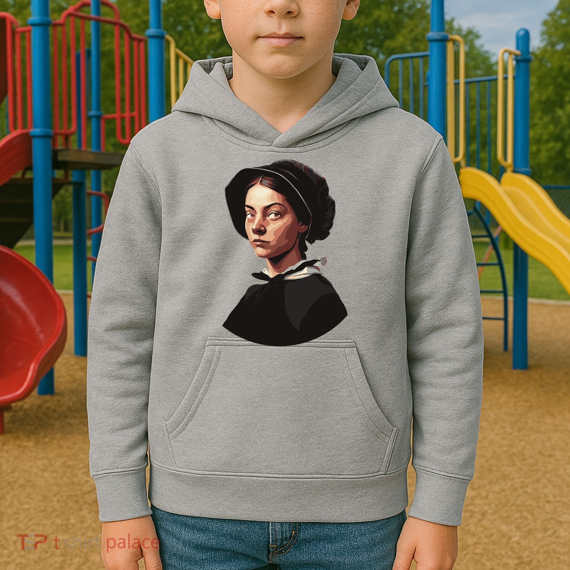 Pilgrim Woman Painting Kids Hoodie