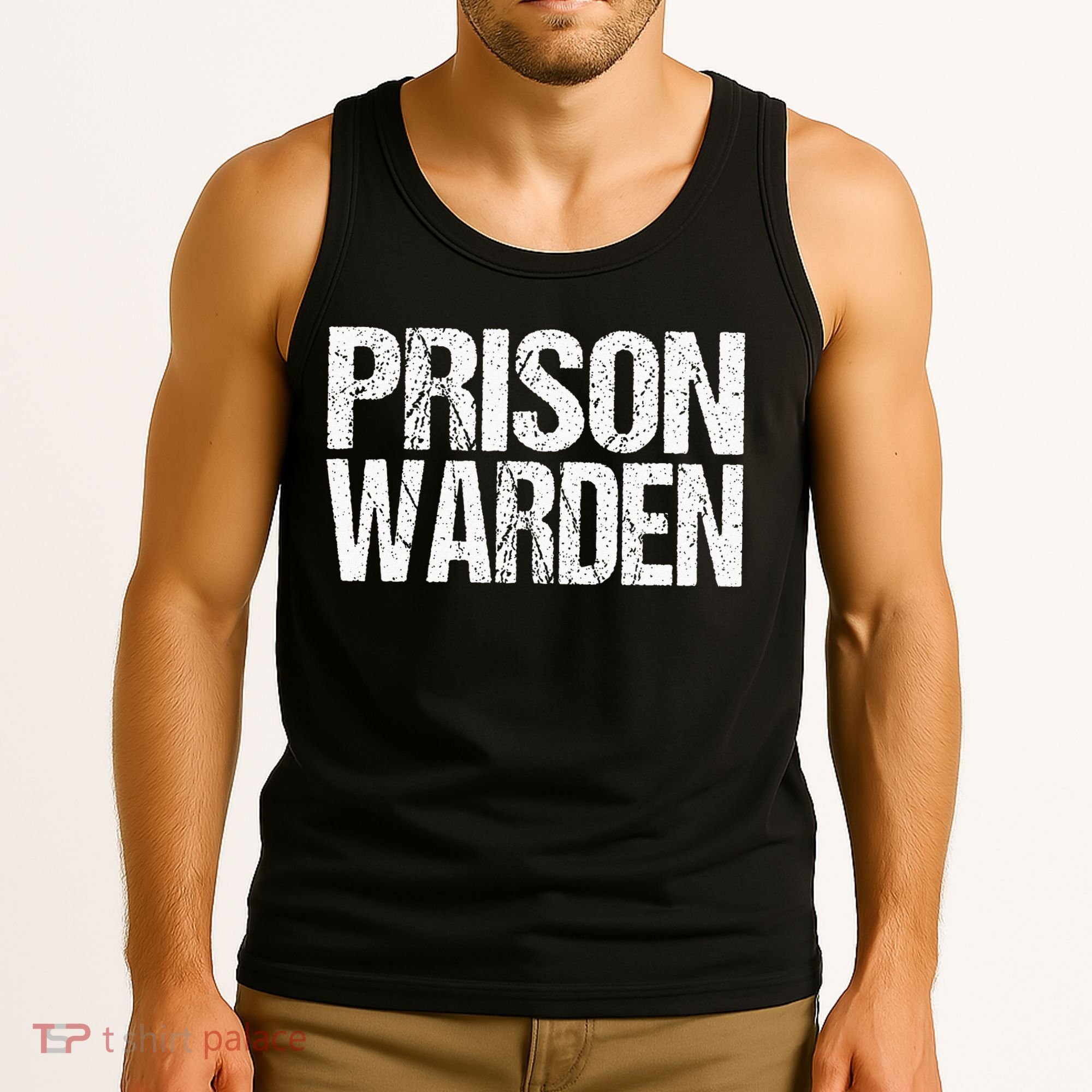 Prison Warden Police Officer Guard Lazy Halloween Costume Tank Top