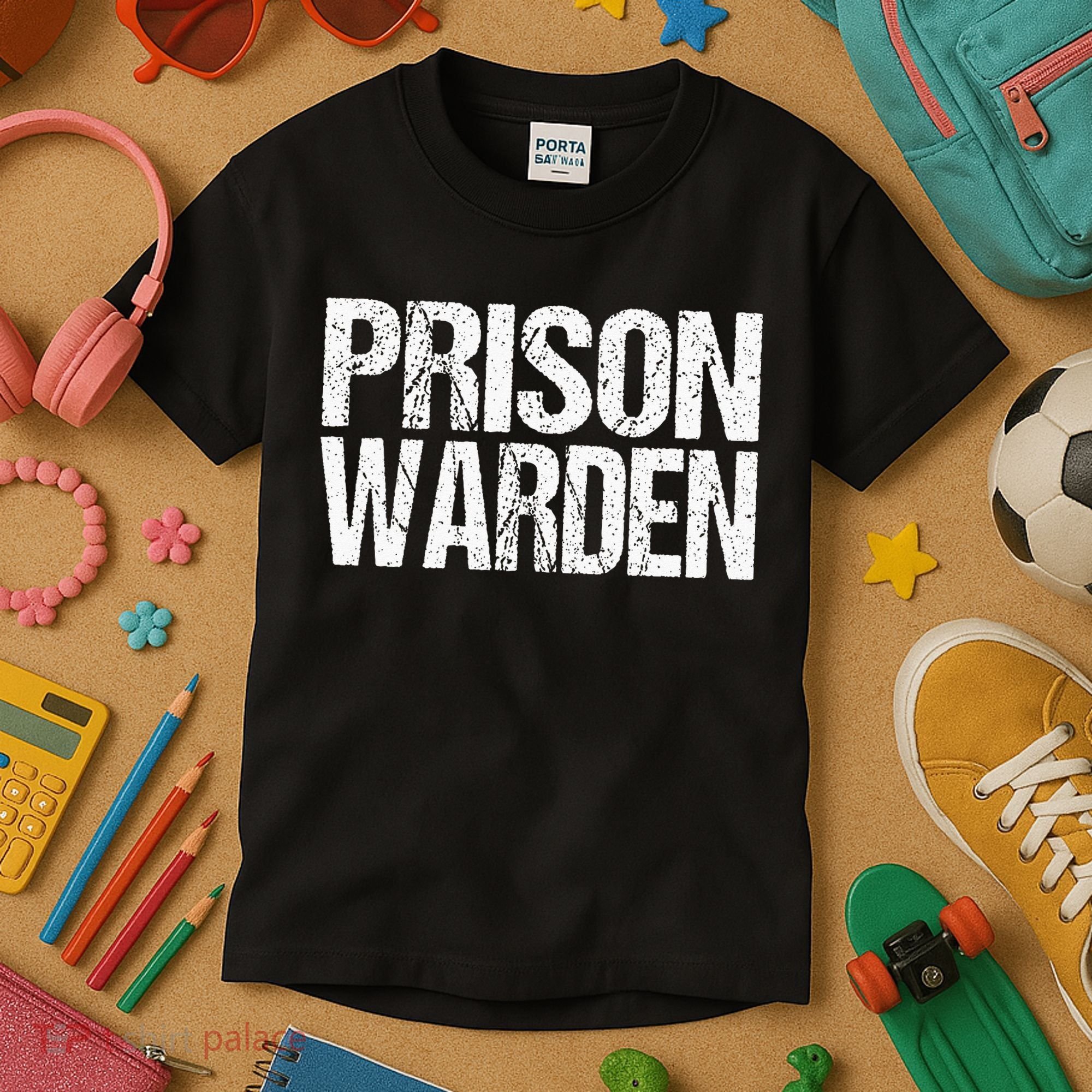 Prison Warden Police Officer Guard Lazy Halloween Costume Kids T-Shirt