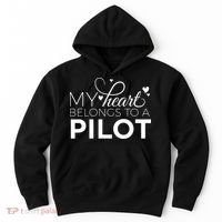 Pilot Wife Shirts My Heart Belongs To A Pilot Pilot Gift Hoodie thumb 0