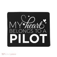 Pilot Wife Shirts My Heart Belongs To A Pilot Pilot Gift Mousepad thumb 0