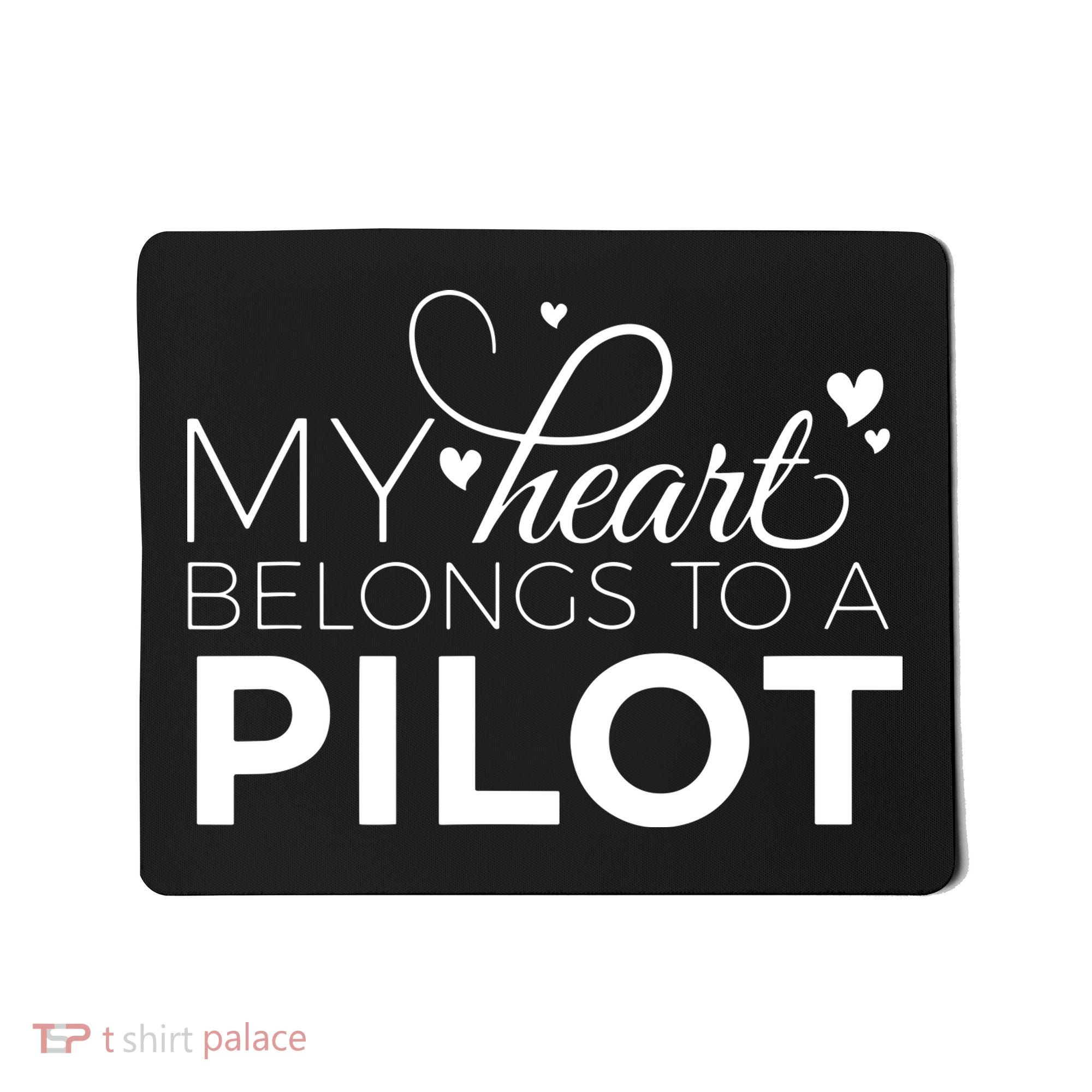 Pilot Wife Shirts My Heart Belongs To A Pilot Pilot Gift Mousepad