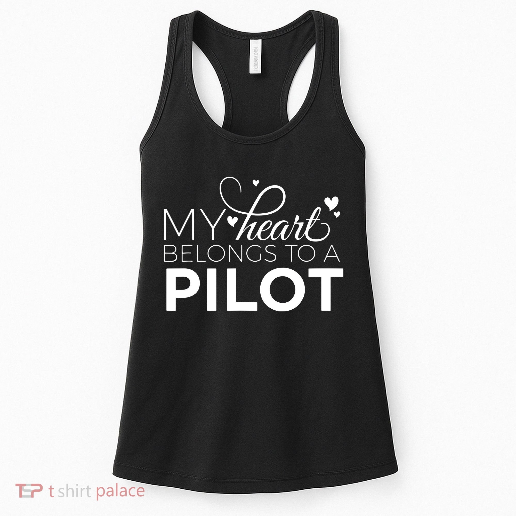 Pilot Wife Shirts My Heart Belongs To A Pilot Pilot Gift Women's Tank Top