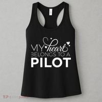 Pilot Wife Shirts My Heart Belongs To A Pilot Pilot Gift Women's Tank Top thumb 3