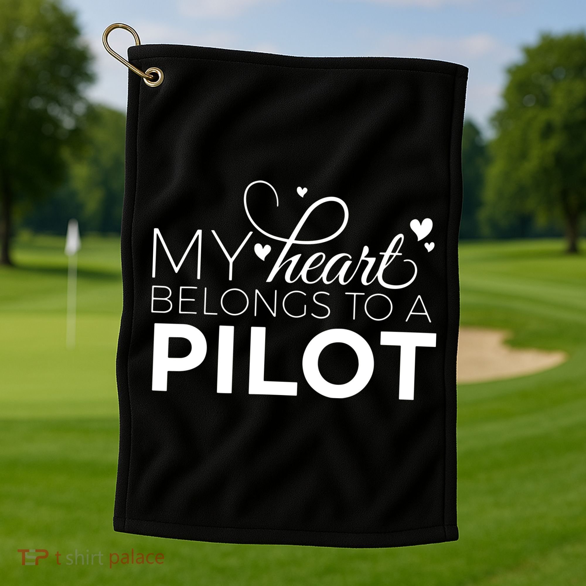 Pilot Wife Shirts My Heart Belongs To A Pilot Pilot Gift Golf Towel
