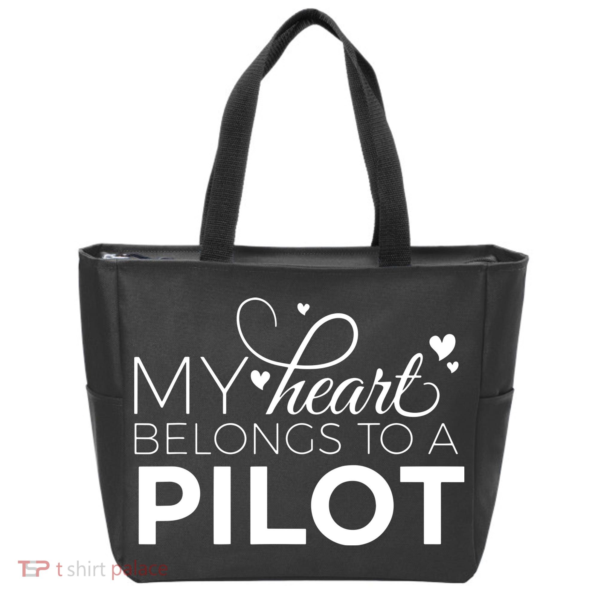 Pilot Wife Shirts My Heart Belongs To A Pilot Pilot Gift Tote Bag