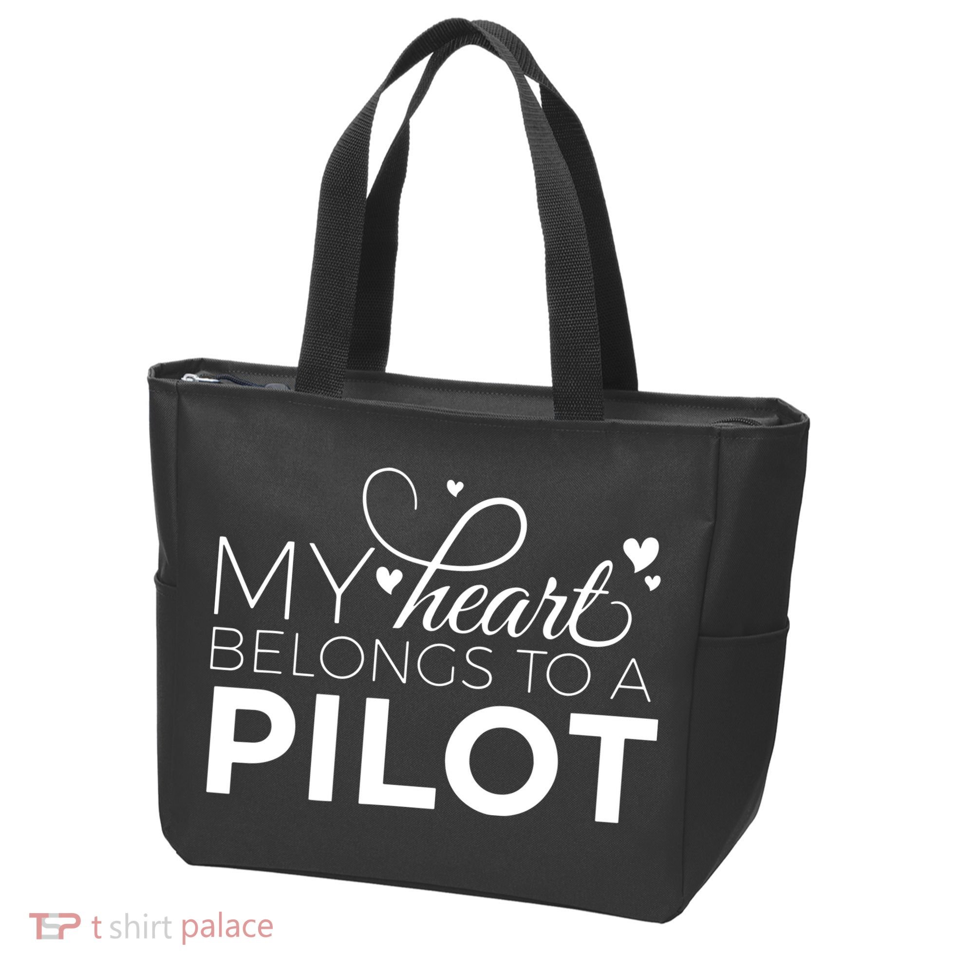 Pilot Wife Shirts My Heart Belongs To A Pilot Pilot Gift Tote Bag