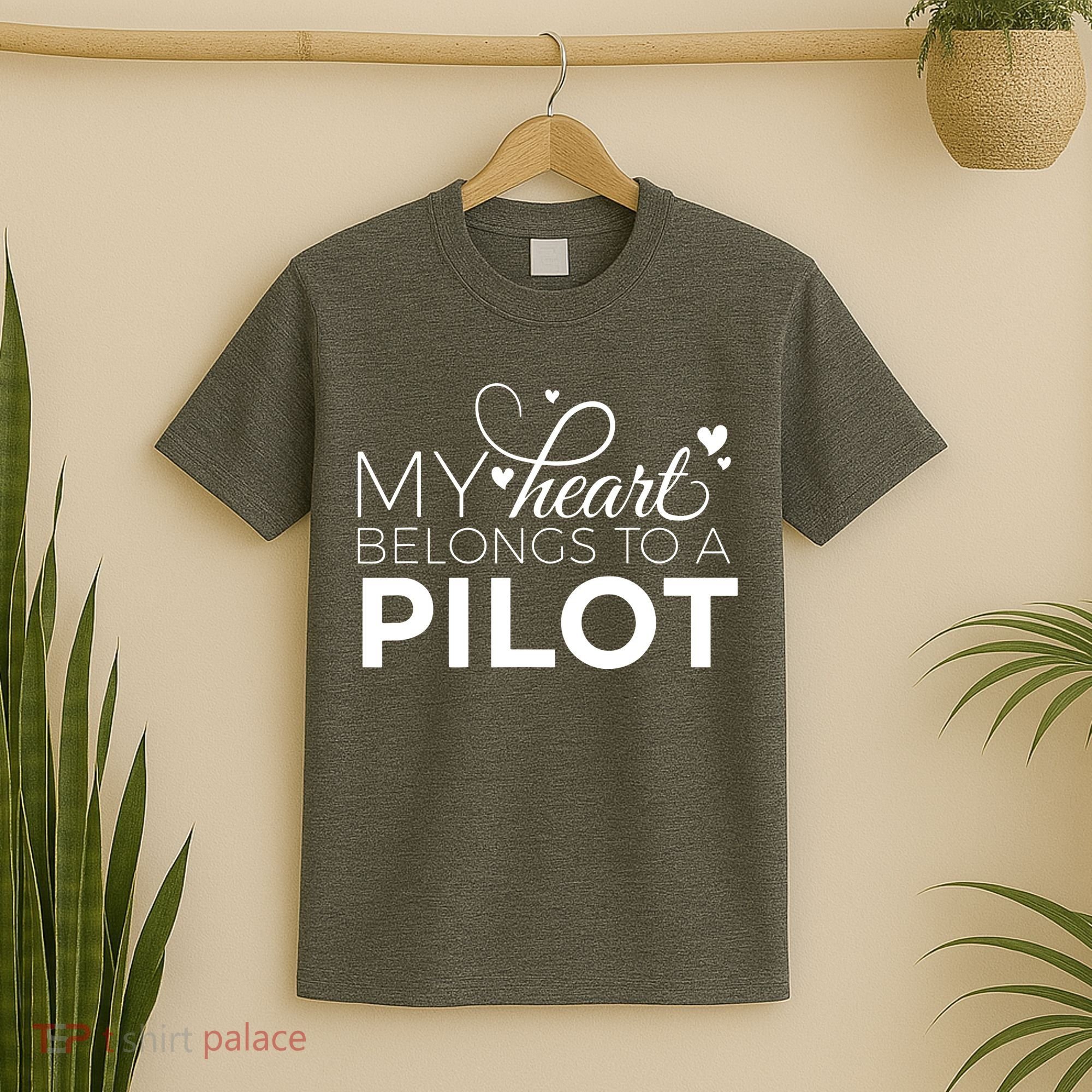 Pilot Wife Shirts My Heart Belongs To A Pilot Pilot Gift T-Shirt
