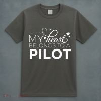 Pilot Wife Shirts My Heart Belongs To A Pilot Pilot Gift T-Shirt thumb 4