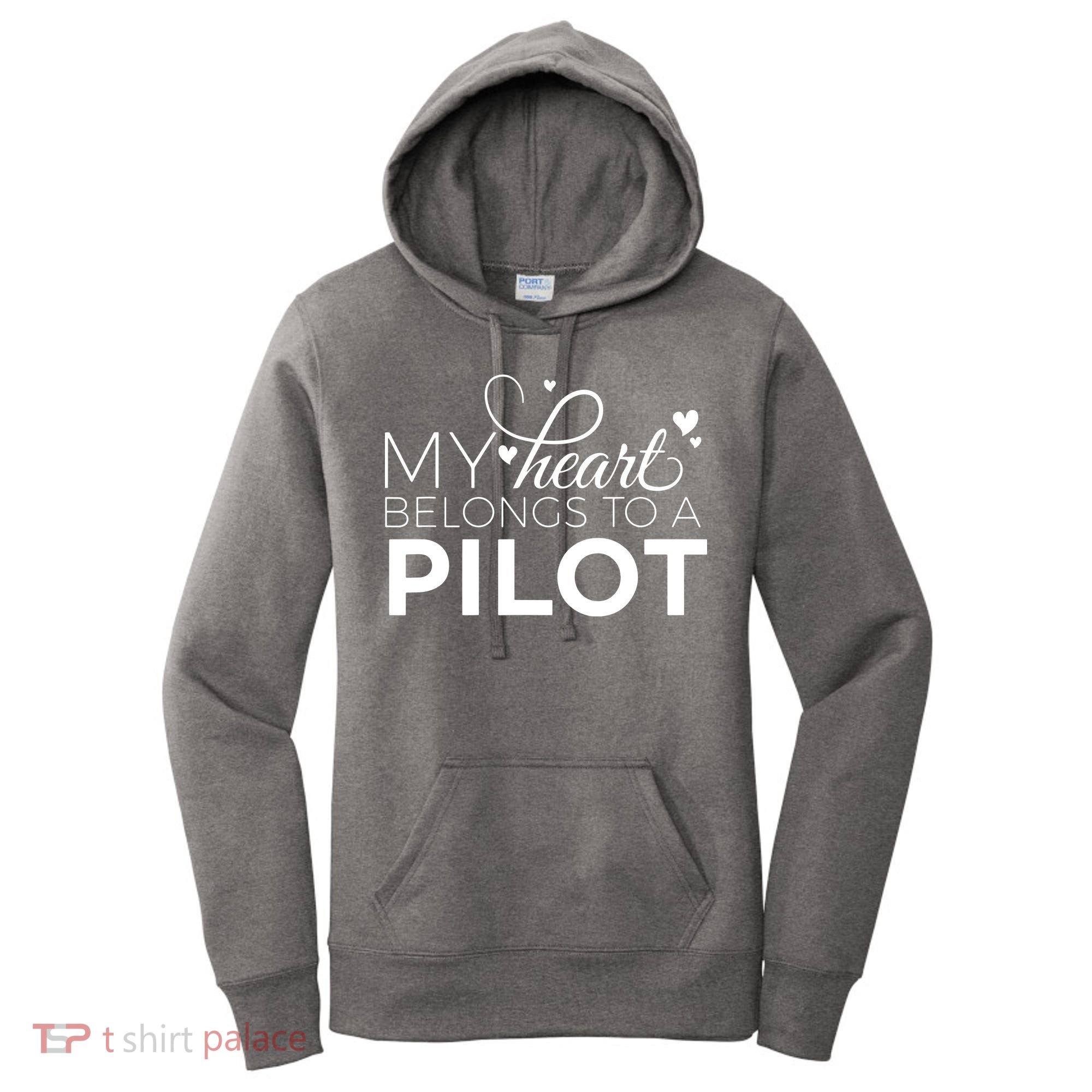 Pilot Wife Shirts My Heart Belongs To A Pilot Pilot Gift Women's Hoodie