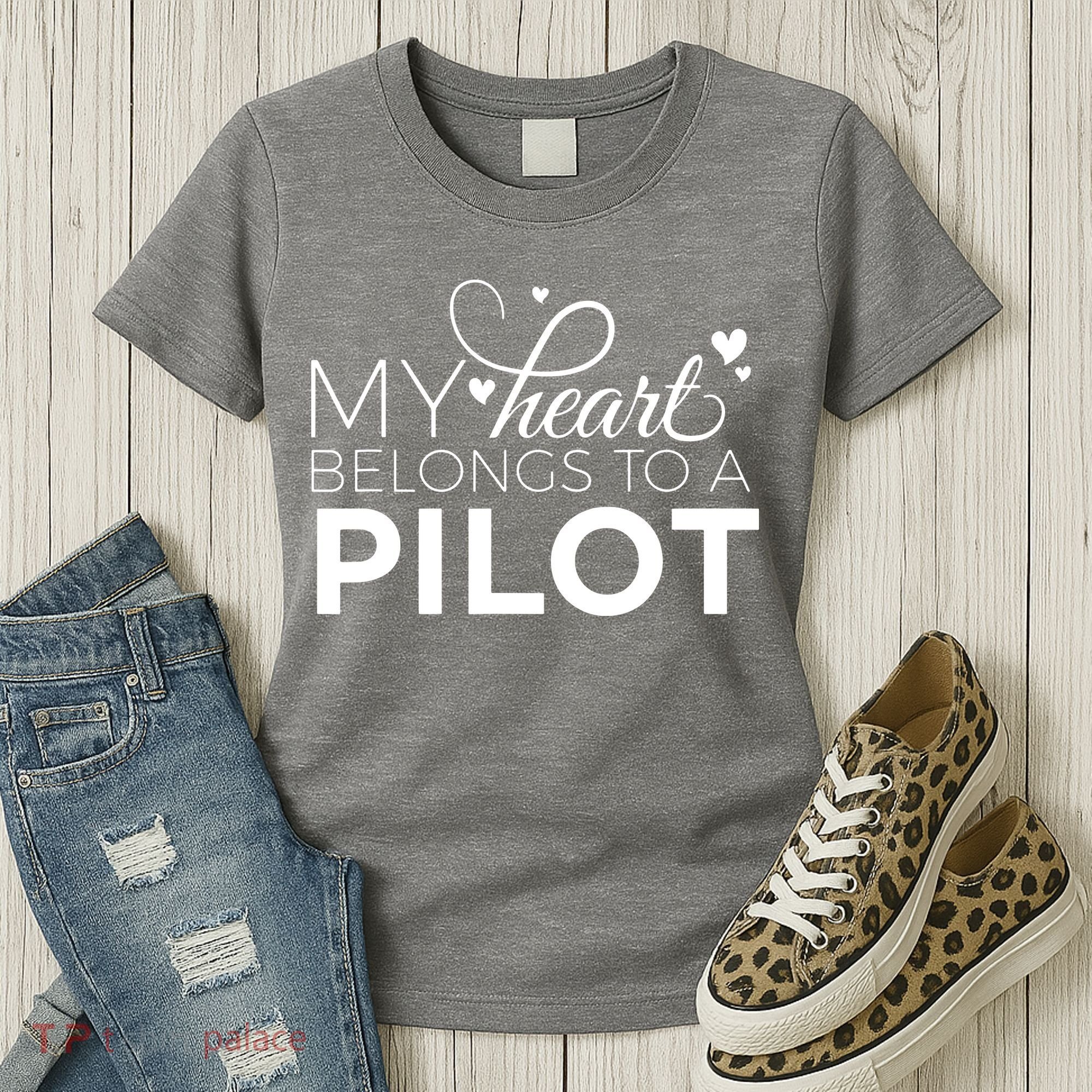 Pilot Wife Shirts My Heart Belongs To A Pilot Pilot Gift Women's T-Shirt