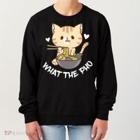 Pho What The Pho Cute Cat Vietnamese Food Pho Soup Ra Women's Sweatshirt thumb 0