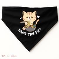 Pho What The Pho Cute Cat Vietnamese Food Pho Soup Ra USA-Made Doggie Bandana thumb 0