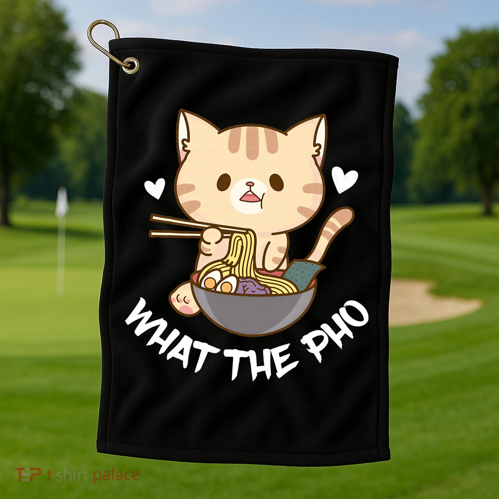Pho What The Pho Cute Cat Vietnamese Food Pho Soup Ra Golf Towel