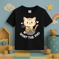 Pho What The Pho Cute Cat Vietnamese Food Pho Soup Ra Toddler T-Shirt thumb 3