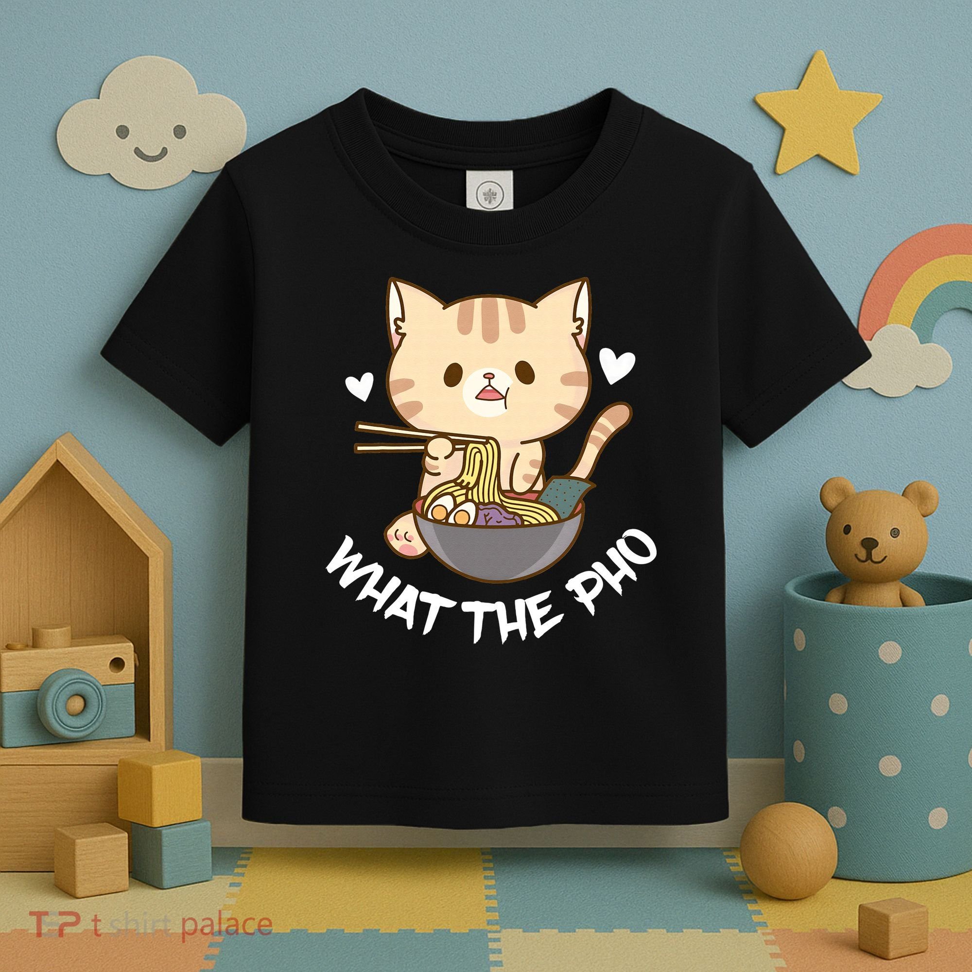 Pho What The Pho Cute Cat Vietnamese Food Pho Soup Ra Toddler T-Shirt