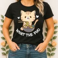 Pho What The Pho Cute Cat Vietnamese Food Pho Soup Ra Women's T-Shirt thumb 2