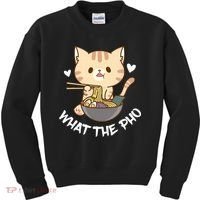 Pho What The Pho Cute Cat Vietnamese Food Pho Soup Ra Kids Sweatshirt thumb 0