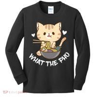 Pho What The Pho Cute Cat Vietnamese Food Pho Soup Ra Kids Long Sleeve Shirt thumb 0