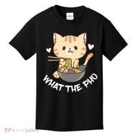 Pho What The Pho Cute Cat Vietnamese Food Pho Soup Ra Kids T-Shirt thumb 0