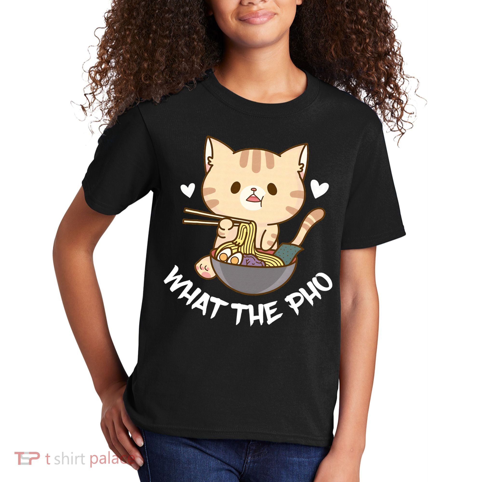 Pho What The Pho Cute Cat Vietnamese Food Pho Soup Ra Kids T-Shirt