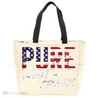 Pure White Trash Funny Redneck American Flag Tote Bag thumb 0