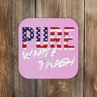 Pure White Trash Funny Redneck American Flag Coaster thumb 0