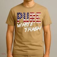 Pure White Trash Funny Redneck American Flag T-Shirt thumb 3