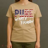 Pure White Trash Funny Redneck American Flag T-Shirt thumb 4