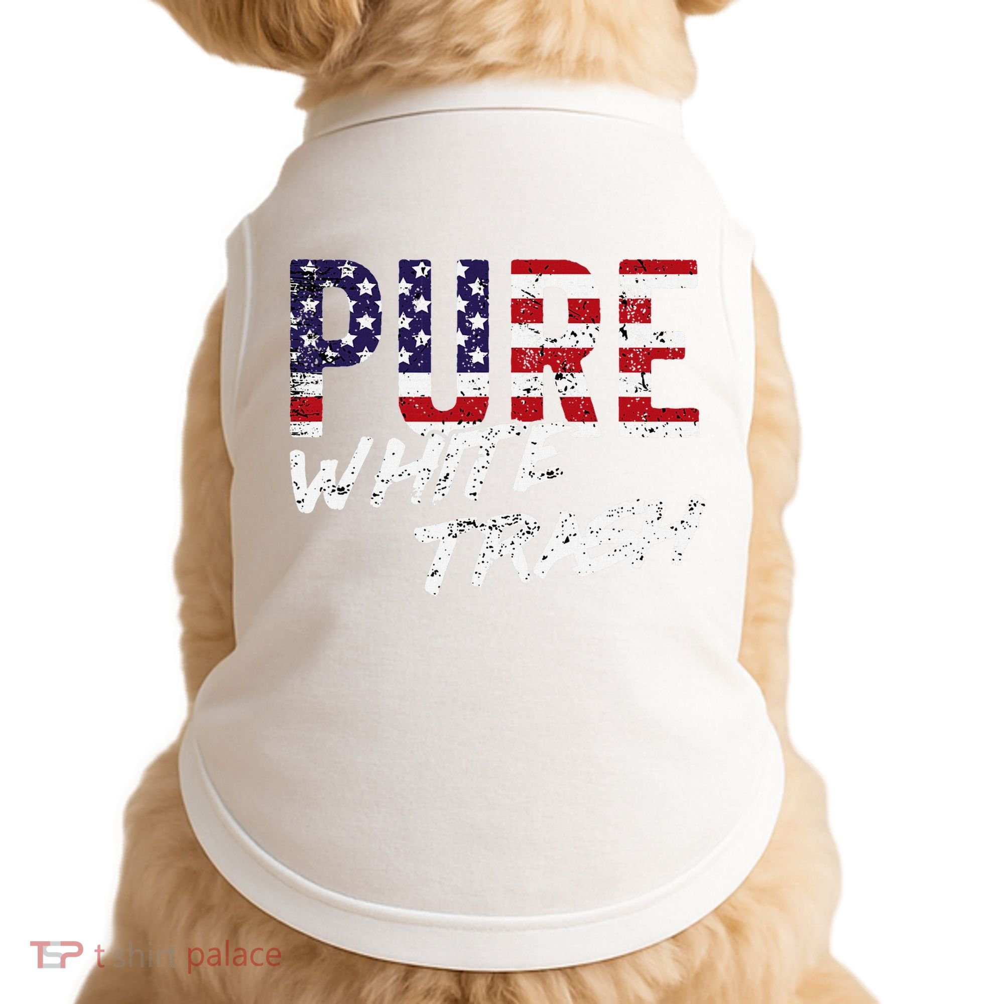 Pure White Trash Funny Redneck American Flag Doggie Tank