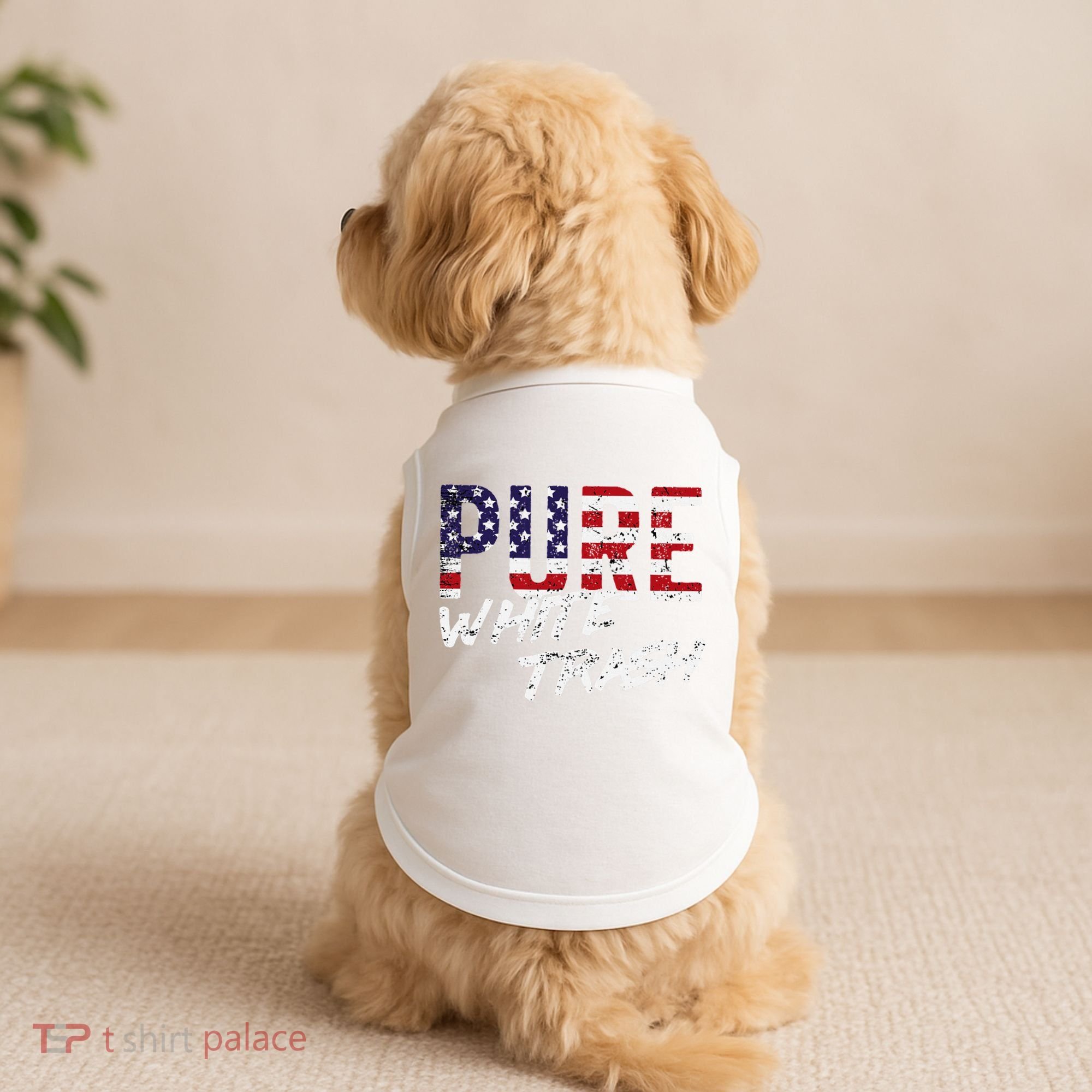 Pure White Trash Funny Redneck American Flag Doggie Tank