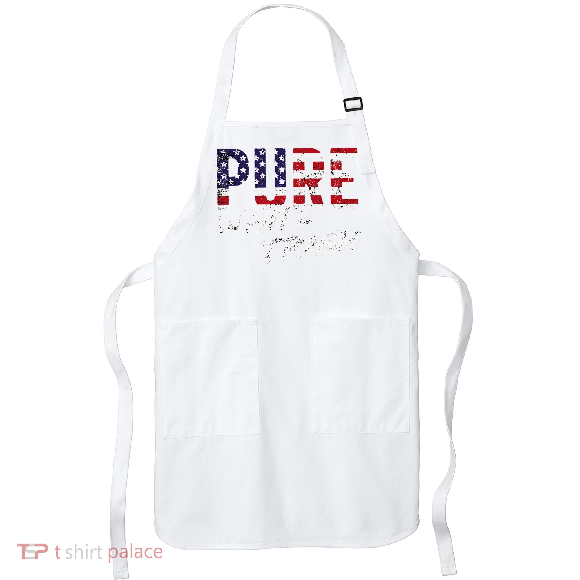 Pure White Trash Funny Redneck American Flag Apron