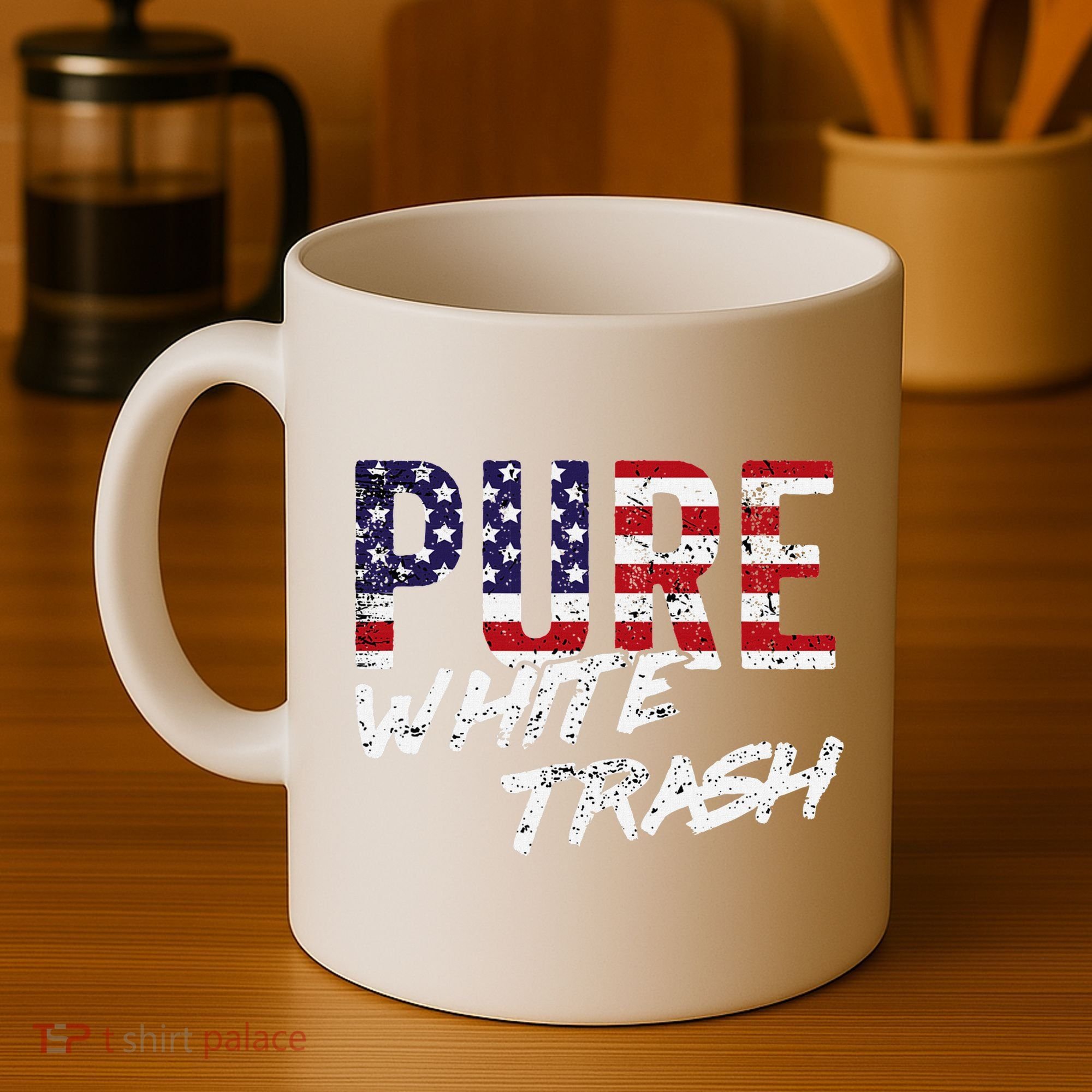Pure White Trash Funny Redneck American Flag Coffee Mug