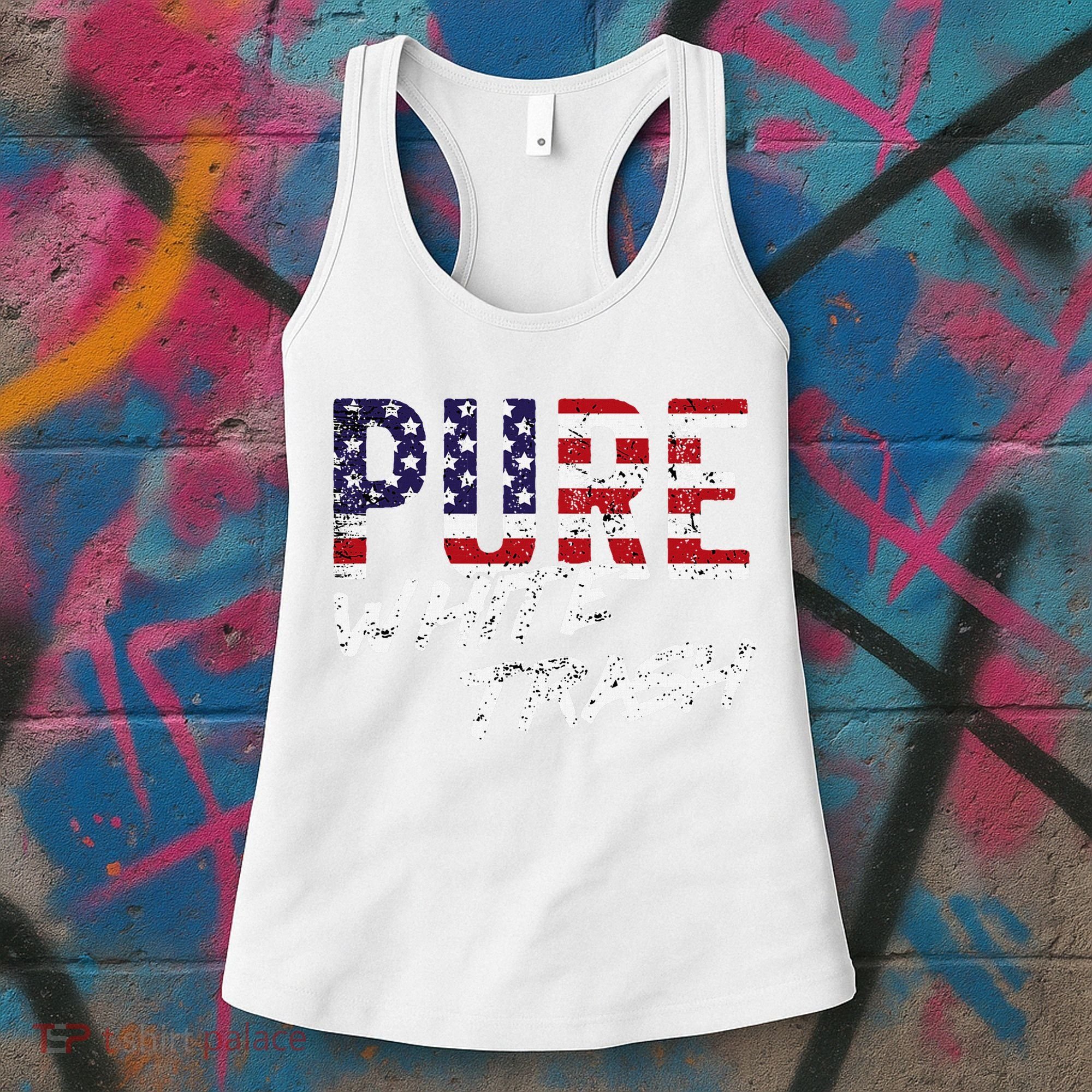 Pure White Trash Funny Redneck American Flag Women's Tank Top