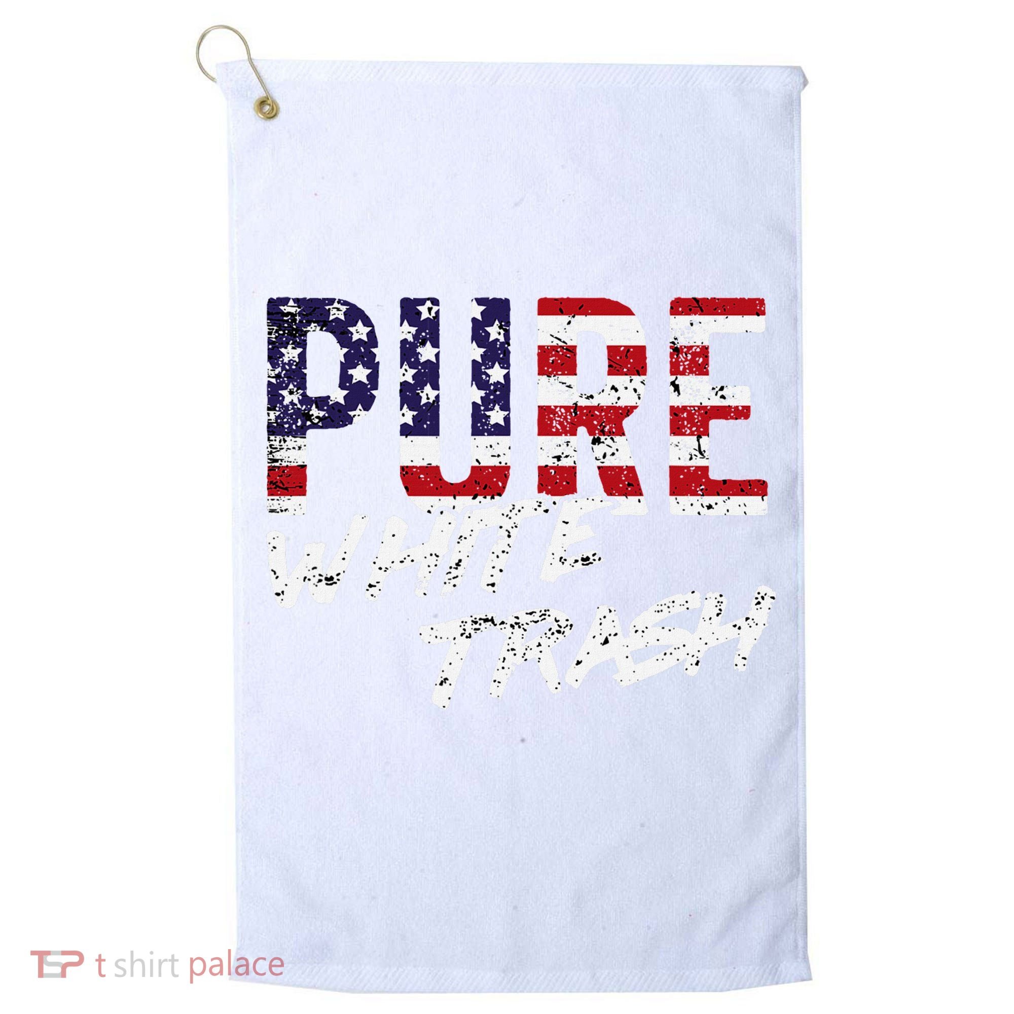 Pure White Trash Funny Redneck American Flag Golf Towel