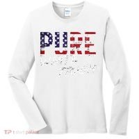 Pure White Trash Funny Redneck American Flag Women's Long Sleeve Shirt thumb 0