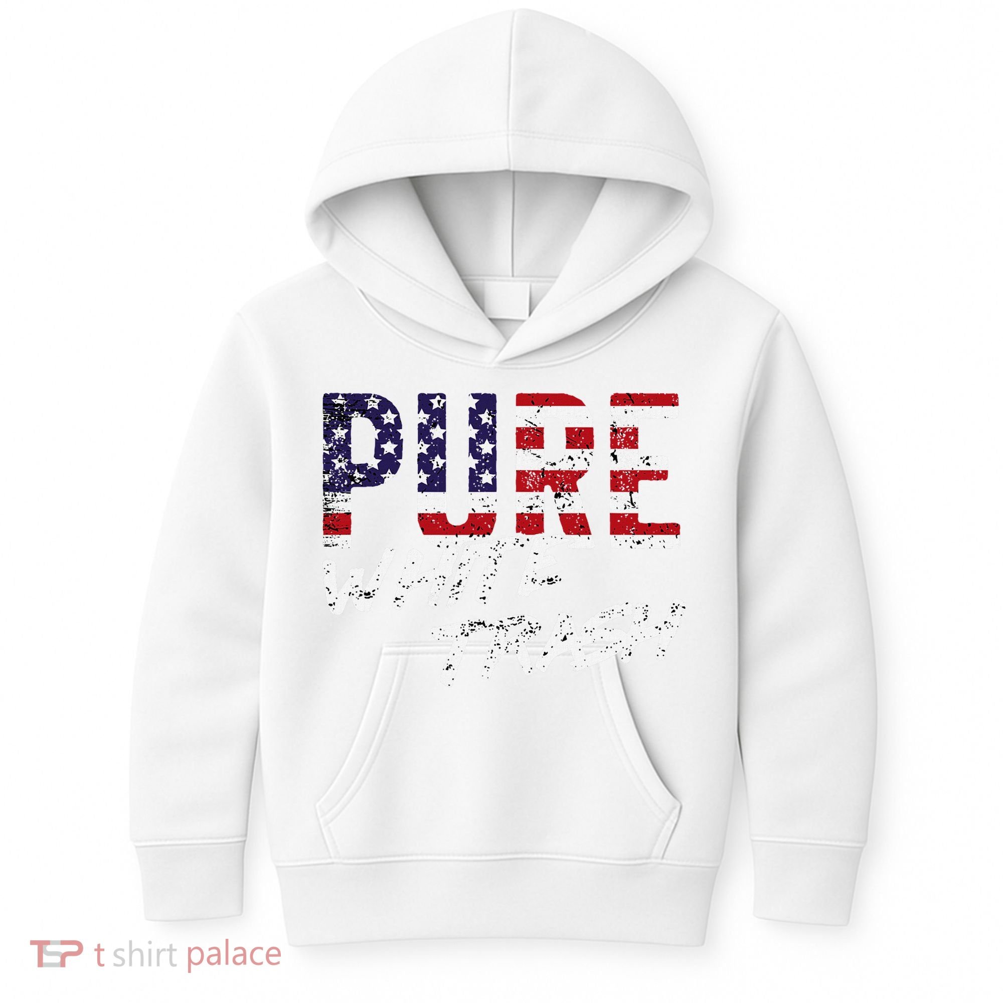 Pure White Trash Funny Redneck American Flag Kids Hoodie