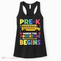 Pre-K Where The Adventure Begins PreK Teacher Back To Women's Tank Top thumb 0