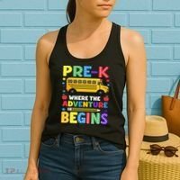 Pre-K Where The Adventure Begins PreK Teacher Back To Women's Tank Top thumb 2