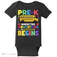 Pre-K Where The Adventure Begins PreK Teacher Back To Baby Bodysuit thumb 0