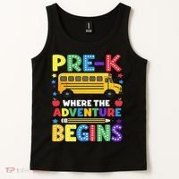 Pre-K Where The Adventure Begins PreK Teacher Back To Tank Top thumb 2