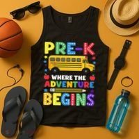Pre-K Where The Adventure Begins PreK Teacher Back To Tank Top thumb 4