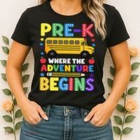 Pre-K Where The Adventure Begins PreK Teacher Back To Women's T-Shirt thumb 2