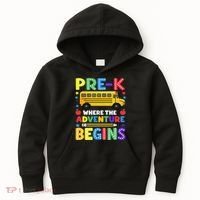 Pre-K Where The Adventure Begins PreK Teacher Back To Kids Hoodie thumb 0