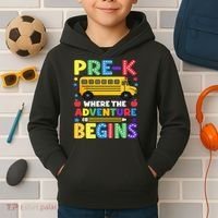 Pre-K Where The Adventure Begins PreK Teacher Back To Kids Hoodie thumb 2